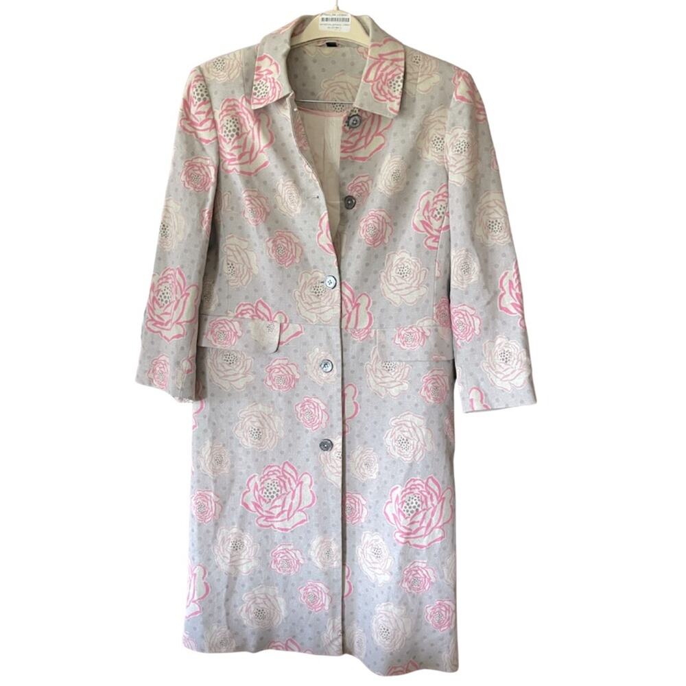 Boden coat. Long linen lined floral rose spring overcoat. US size 10